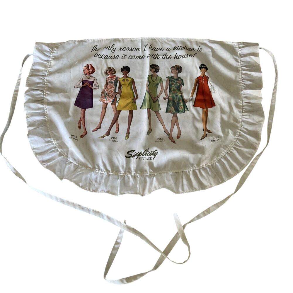 Retro Look Vintage SIMPLICITY ladies Dresses Decades Half APRON Pinup Ruffle